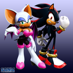 anthro big_breasts black_hair blue_eyeshadow bodysuit breasts cleavage clothed clothing duo eyeshadow female green_eyes hair looking_at_viewer makeup male multicolored_hair red_eyes red_hair skinsuit smile text tight_clothing two_tone_hair white_hair wings hunicrio sega sonic_the_hedgehog_(series) rouge_the_bat shadow_the_hedgehog bat eulipotyphlan hedgehog mammal 1:1 3d_(artwork) absurd_res digital_media_(artwork) hi_res