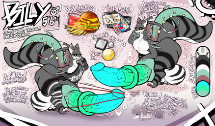 antennae_(anatomy) anthro balls big_balls big_butt big_knot big_penis black_sclera blue_penis bodily_fluids burger butt chain clothed clothing condom digitigrade ear_piercing electronics eyelashes femboy filled_condom fin food fries furgonomic_piercing furgonomics gem gender_symbol genital_fluids genitals gills gradient_penis green_insides green_mouth green_penis grey_body grey_scales hair hand_on_face heart_symbol huge_balls huge_knot huge_penis hyper hyper_balls hyper_genitalia hyper_knot hyper_penis infinity_symbol knot legwear male male_symbol markings medial_ring multicolored_antennae multicolored_body multicolored_ears multicolored_hair multicolored_penis nude nude_anthro off_shoulder open_mouth pattern_clothing pattern_legwear pawpads penis phone piercing precum precum_bead precum_bubble precum_on_penis precum_through_clothing scales sexual_barrier_device solo stockings striped_balls striped_body striped_clothing striped_genitalia striped_legs striped_legwear striped_markings striped_tail stripes symbol tail tail_markings tail_piercing text thick_thighs thong torn_clothing torn_legwear torn_stockings underwear vein veiny_penis wet wet_clothing mr-walrus cool_s mythology billy_(aggressivedirt) aquatic dragon merseed_dragon mythological_creature mythological_scalie scalie 2025 english_text hi_res model_sheet