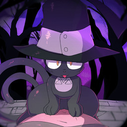 bestiality blush blush_lines clothing curled_tail duo female female_feral female_on_human female_penetrated feral feral_penetrated first_person_view genitals hat headgear headwear human_on_feral human_penetrating human_penetrating_female human_penetrating_feral human_pov interspecies male male/female male_human male_on_feral male_penetrating male_penetrating_female male_penetrating_feral male_pov penetrating_pov penetration penile penile_penetration penis penis_in_vagina sex size_difference smaller_female smaller_penetrated solo_focus stone_floor tail toony vaginal vaginal_penetration yellow_eyes lodetail soul_eater blair_(soul_eater) domestic_cat felid feline felis human mammal 1:1 2026 2d_animation animated digital_media_(artwork) frame_by_frame hi_res