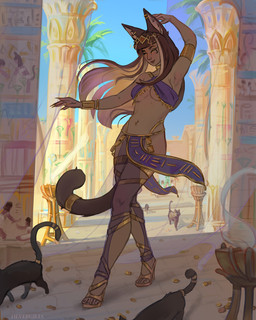 accessory ambiguous_gender armband black_body black_fur breasts column dancer_outfit day egyptian eyes_closed female feral fur furgonomics golden_high_heels group jewelry navel navel_piercing neck_ring outside piercing smile standing tail tail_accessory devergilia animal_humanoid cat_humanoid domestic_cat felid felid_humanoid feline feline_humanoid felis humanoid mammal mammal_humanoid 2024 4:5 hi_res