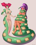 anthro apode big_breasts breasts coiling crown duo female female/female female_human glistening glistening_body glistening_hair glistening_skin green_nipples hair headgear humanoid_pointy_ears hypnosis legless long_hair mind_control nipples non-mammal_breasts nude pointy_ears ponytail purple_hair serpentine tiara tesomu shantae:_half-genie_hero shantae_(series) wayforward shantae tuki_(shantae) draconcopode human mammal naga reptile scalie snake hi_res