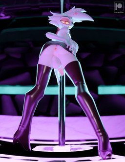 anthro anus balls black_clothing boots bottomwear butt clothed clothing crossdressing femboy footwear genitals gold_(metal) high_heeled_boots high_heels humanoid_genitalia humanoid_penis latex latex_clothing legwear looking_at_viewer looking_back male multi_arm multi_limb penis pole presenting shoes skirt smile solo stripper_pole thigh_boots thigh_highs white_body leponsart fishfunk_(modeler) hazbin_hotel hellaverse angel_dust animal_humanoid arachnid arachnid_humanoid arthropod arthropod_humanoid demon humanoid spider 3d_(artwork) digital_media_(artwork) hi_res