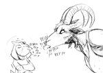 2023 angry anthro blowing_raspberries bovid caprine child demon duo english_text female goat hi_res hladilnik lucy_(hladilnik) male mammal monochrome onomatopoeia sketch sound_effects text tommy_(hladilnik) tongue tongue_out young