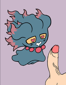 blush duo erection female female_on_human feral genitals hair heart_eyes heart_symbol looking_pleasured male male/female male_on_feral nude penis seduced seductive simple_background throbbing throbbing_penis vulva darkpatito nintendo pokemon generation_2_pokemon ghost human mammal misdreavus pokemon_(species) spirit animated digital_media_(artwork) hi_res