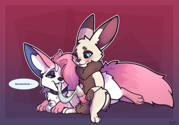 3_toes animal_genitalia animal_penis blush bodily_fluids brown_body brown_fur brown_hair collar condom condom_balloon condom_gagging condom_in_mouth condom_inside condom_on_face condom_on_head cum cum_drip cum_on_own_penis cum_on_penis cum_on_self cumshot dripping ejaculation eyeshadow feet female feral filled_condom fur gag gagged gagged_talk gagging genital_fluids genitals hair half-closed_eyes inside looking_pleasured makeup mouth_hold multicolored_body multicolored_fur narrowed_eyes object_in_mouth open_mouth open_smile pawpads paws penetration penis pink_body pink_fur pink_hair sexual_barrier_device smile spread_legs spreading tapering_penis teeth toes wearing_condom white_body white_fur white_hair jaynt nintendo pokemon azir_(jaynt) fan_character sylvie_(sylveonirl) canid canine eeveelution fennec_fox fox generation_6_pokemon hybrid lagomorph leporid mammal pokemon_(species) rabbit sylveon true_fox absurd_res hi_res