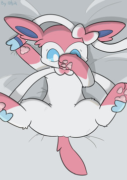 3_toes ambiguous_gender bed butt digitigrade featureless_crotch feet feral furniture hindpaw lying lying_on_bed null on_back on_bed pawpads paws solo spread_legs spreading tail toes jayfeather233 nintendo pokemon eeveelution generation_6_pokemon pokemon_(species) sylveon absurd_res hi_res