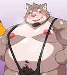 12beat13 2023 age_progression belly big_belly blush domestic_cat felid feline felis lifewonders male mammal mankini moobs navel nipples obese obese_male overweight overweight_male sitri_(tas) solo tokyo_afterschool_summoners transformation weight_gain
