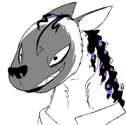 accessory anthro beads black_hair facial_markings female hair hair_accessory hair_beads head_markings lips markings mask_(marking) simple_background smile solo teeth the_weaver pack_street jazz_(weaver) hyena mammal striped_hyena 2026 bust_portrait digital_drawing_(artwork) digital_media_(artwork) hi_res portrait spot_color