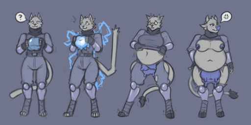 anthro armor breast_expansion breasts cursed_object expansion female overweight pregnant solo species_transformation teats transformation udders weight_gain alphax10 paizo pathfinder bovid bovine catfolk cattle felid feline mammal 2025 digital_media_(artwork) sequence