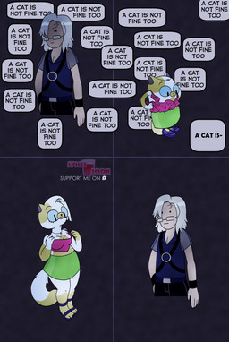 anthro blue_clothing blue_footwear blue_sandals bottomwear bracelet breasts cleavage clothed clothing dipstick_tail dressing_up duo eyebrow_piercing eyewear facial_piercing female footwear fur glasses green_bottomwear green_clothing green_skirt grey_hair hair jewelry male male/female markings morphing necklace patreon_logo paws piercing pink_clothing pink_topwear sandals shoes short_stackification skirt slightly_chubby slightly_chubby_female tail tail_markings text thighs_together thought_bubble thoughts topwear white_body white_fur white_tail yellow_body yellow_fur yellow_tail yellow_tail_tip spicysoda a_cat_is_fine_too adventure_time cartoon_network fionna_and_cake fionna_and_cake_(franchise) patreon cake_the_cat lord_monochromicorn domestic_cat felid feline felis human mammal 2025 4koma absurd_res artist_name colored comic digital_drawing_(artwork) digital_media_(artwork) english_text hi_res meme portrait signature watermark
