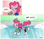 clothing cold female feral footwear fur ice ice_skates ice_skating legwear pink_body pink_fur quadruped skating socks tail willdrawforfood1 friendship_is_magic hasbro my_little_pony pinkie_pie_(mlp) earth_pony equid equine horse mammal pony comic