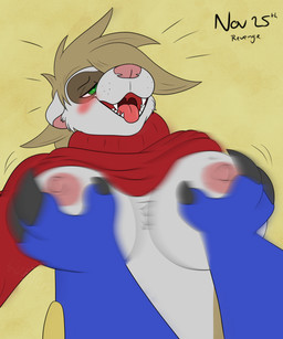 big_breasts blue_body blue_fur breast_fondling breast_play breasts brown_body brown_fur claws fangs female fondling fur green_eyes hand_on_breast looking_pleasured nipples teeth tongue white_body white_fur alex.fetter nintendo pokemon lucy_(alex.fetter) sampson_(alex.fetter) domestic_ferret generation_5_pokemon mammal mustelid musteline pokemon_(species) samurott true_musteline weasel hi_res