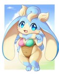 anthro beach blue_body blue_eyes blue_fur blush breasts chibi cleavage clothed clothing cloud dewlap_(anatomy) female floppy_ears fur kemono long_ears looking_at_viewer lop_ears multicolored_body multicolored_fur one-piece_swimsuit open_mouth open_smile overweight overweight_female seaside short short_stack simple_background sky smile solo swimwear swirl tan_body tan_fur thick_thighs tuft two_tone_body two_tone_fur ryuma210 sofu_(pyritie) lagomorph leporid mammal rabbit 2023 4:5 digital_media_(artwork) hi_res