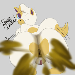 all_fours anthro anus big_breasts big_butt black_eyebrows black_nose blonde_pubes blue_eyes breasts brown_anus brown_fart_cloud butt butt_jiggle clitoris dipstick_tail eyebrows fangs fart fart_cloud fart_fetish farting_at_viewer female female_anthro female_farting fur genitals grey_background hairy_vulva humanoid_genitalia humanoid_vulva jiggling looking_at_viewer looking_back looking_back_at_viewer markings mouth_closed multicolored_body multicolored_fur nude nude_anthro nude_female one_eye_closed one_eye_half-closed pink_clitoris pink_vulva pubes pupils purple_eyelids purple_inner_ear rear_view simple_background slit_pupils snout solo tail tail_markings teeth two_tone_body two_tone_fur two_tone_tail vulva white_body white_fur white_tail yellow_body yellow_ears yellow_fur yellow_tail yellow_tail_tip ronindraw adventure_time cartoon_network cake_the_cat domestic_cat felid feline felis mammal 1:1 2025 hi_res signature