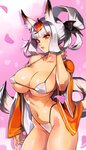 big_breasts bikini bra breasts cleavage clothed clothing dipstick_ears ear_markings female glistening glistening_body glistening_breasts glistening_skin hair light_body light_skin looking_at_viewer midriff multicolored_ears navel orange_eyes panties skimpy solo standing swimwear two-piece_swimsuit underwear white_hair requiemdusk muramasa:_the_demon_blade vanillaware kongiku animal_humanoid canid canid_humanoid canine canine_humanoid fox_humanoid humanoid mammal mammal_humanoid