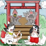 feral fur japanese male shrine transformation white_body white_fur lightfurdragon astrail kyubi_ronso canid canine fox mammal 1:1 hi_res