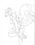 4_toes anthro anus big_tail breasts claws clothed clothing feet female finger_claws fluffy fluffy_tail genitals looking_at_viewer looking_back looking_back_at_viewer markings mostly_nude neck_tuft nipples one_leg_up panties panties_down partially_clothed pawpads paws pussy raised_leg raised_tail simple_background solo tail three-quarter_view toe_claws toes tuft underwear underwear_down undressing whisker_spots white_background rukis mammal mephitid skunk 2024 graphite_(artwork) hi_res traditional_media_(artwork)