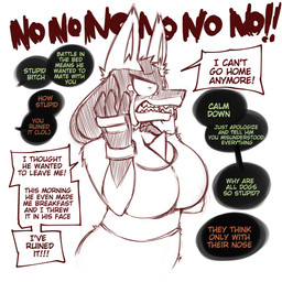 anthro big_breasts bodily_fluids breasts cleavage clothed clothing crying dialogue female misunderstanding offscreen_character open_mouth profanity sharp_teeth solo speech_bubble tears teeth text saltyxodium nintendo pokemon generation_4_pokemon lucario pokemon_(species) 1:1 2022 absurd_res english_text hi_res