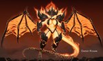 armor big_breasts breasts clothing female fire flaming_body flaming_eyes flaming_tail monster_girl_(genre) muscular muscular_female orange_body rock rock_armor solo strong_female tail thick_thighs torn_wing wings apulaz nazahvazul abyssal_netherborne_(kruuxx) demon elemental_creature fire_creature humanoid monster netherborne_(kruuxx) absurd_res hi_res