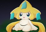 2017 2_fingers ambiguous_gender artist_name blue_eyes colored dark_eyes detailed_background digital_drawing_(artwork) digital_media_(artwork) eye_markings featureless_feet feet fingers front_view frown full-length_portrait generation_3_pokemon grass green_markings hi_res humanoid jirachi legendary_pokemon light lighting markings night nintendo no_sclera noseless on_ground open_frown open_mouth outside pink_tongue plant pokemon pokemon_(species) portrait pseudo_clothing pseudo_hair pupils shaded sitting sky solo star starry_sky text tongue type white_body white_pupils white_skin white_text yellow_pseudo_hair