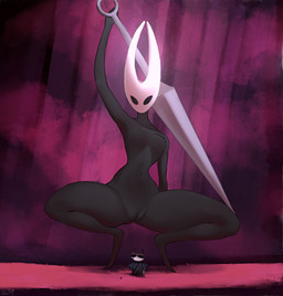 2_horns ambiguous_gender anthro athletic athletic_female biped black_body black_eyes bodily_fluids breasts crouching crying duo female genitals holding_melee_weapon holding_object holding_weapon horn innie_vulva melee_weapon nude scared size_difference small_breasts smaller_ambiguous spread_legs spreading tears vulva weapon styhi hollow_knight_(franchise) team_cherry hornet_(hollow_knight) the_knight_(hollow_knight) arthropod vessel_(species) 2025 hi_res half_sister_(lore) sibling_(lore) sister_(lore)