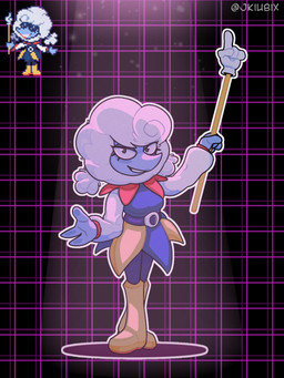 anthro blue_body boots clothed clothing cloud dress female footwear fully_clothed geometric_background grid_background hair leggings legwear pattern_background shoes simple_background smug_grin solo wand white_hair white_sleeves jkiubix deltarune undertale_(series) elnina_(deltarune) air_creature darkner elemental_creature elemental_humanoid humanoid living_cloud 3:4 hi_res
