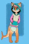 anthro barbel_(anatomy) blue_eyes bodily_fluids clothed clothing diaper fin furgonomics furry-specific_piercing genital_fluids gills hair hand_in_pocket hoodie looking_at_viewer male markings orange_body partially_clothed piercing pink_hair pockets solo standing striped_markings striped_tail stripes tail tail_fin tail_markings tail_piercing topwear unclean_diaper urine used_diaper wearing_diaper wet_diaper hammymushpants phio carpet_shark fish ginglymostomatid marine nurse_shark shark 2024 digital_drawing_(artwork) digital_media_(artwork) hi_res