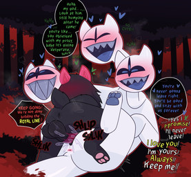 3_eyes 3_heads 3_toes anthro anthro_on_feral anthro_penetrating anthro_penetrating_feral anus backsack balls bestiality black_balls black_body black_fur black_perineum blue_tongue blush blush_lines bodily_fluids dialogue duo feet female female_penetrated feral feral_penetrated fucked_silly fur genital_fluids genitals heart_symbol horn i_love_you looking_pleasured lying male male/female male_on_top male_penetrating male_penetrating_female multi_eye multi_head nude nude_anthro nude_male on_back on_top pawpads penetration penile penile_penetration penis_in_vagina perineum pink_pawpads rear_view saliva sex sex_after_cumming sharp_teeth speech_bubble tail talking_feral teeth text toes tongue top_hole vaginal vaginal_fluids vaginal_penetration white_body crushpepper deltarune undertale_(series) clover_(deltarune) ralsei boss_monster_(undertale) bovid caprine goat mammal english_text hi_res