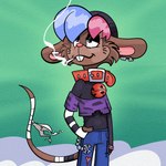 alternative_fashion bell bell_collar collar ear_piercing ear_ring emo eyeliner eyeshadow makeup piercing ring_piercing smoke smoking solo trevor-fox trevor-fox_(character) mammal mouse murid murine rodent 1:1 animated frame_by_frame short_playtime