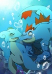 <3 alligator ambiguous_gender anime blue_skin blush bubble claws coral cute dinosaur eyes_closed feraligatr fin fist happy lapras lizard marine nintendo one_eye_closed open_mouth plesiosaur pokémon reptile rock scalie sea sharp_teeth smile stare swimming teeth tongue underwater unknown_artist video_games water white_skin yellow_eyes yellow_skin
Rating: Safe
Score: 7
User: toh
Date: March 11, 2013