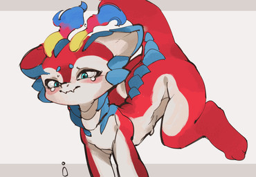 anthro blush bodily_fluids butt butt_slap feral fire flaming_horn green_eyes long_ears male red_body scales slap solo spanking tail tears young young_feral cupdonut league_of_legends mythology riot_games tencent smolder_(lol) dragon mythological_creature mythological_scalie scalie 2025 2d_animation animated digital_media_(artwork) frame_by_frame short_playtime
