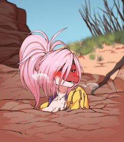 accessory anthro blush breasts cleavage clothed clothing female hair headband mud open_mouth outside partially_submerged peril quicksand shirt sinking solo stuck teeth topwear hyakkinkunu rayce_(taicon) dinosaur dromaeosaurid prehistoric_species reptile saurischian scalie theropod digital_media_(artwork) hi_res