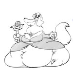 anthro belly_on_ground belly_rolls crown fat_neck fat_rolls female headgear hyper immobile leg_rolls long_neck neck_rolls obese obese_female overweight overweight_female royalty scepter sitting solo hotcakehound queen_delrose canid canine fox mammal 1:1