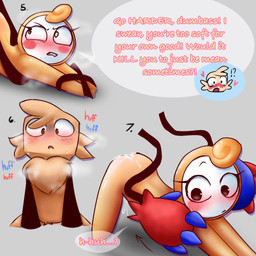 anthro blush bodily_fluids cum cum_in_ass cum_inside duo duo_focus from_behind_position genital_fluids group male male/male sex speech_bubble text fluffystuf_nsfw blushcrunch_studio dandy's_world roblox glisten_(dandy's_world) goob_(dandy's_world) canid canine canis domestic_dog mammal 1:1 hi_res