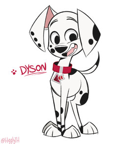 black_nose black_spots collar feral floppy_ears fur male markings open_mouth open_smile pink_inner_ear red_collar smile solo spots spotted_body spotted_fur toony white_body white_fur higglytownhero 101_dalmatian_street 101_dalmatians disney dyson_(ringtailing) fan_character canid canine canis dalmatian domestic_dog mammal