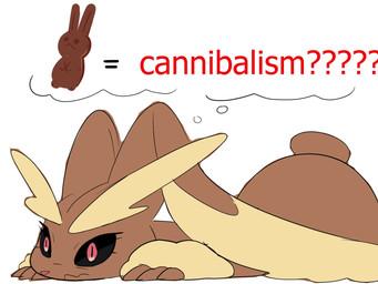 = anthro big_butt big_ears black_sclera brown_body butt candy chocolate chocolate_bunny confusion cotton_tail dessert eyebrows eyelashes female floppy_ears food holidays humor lop_ears lying nervous nude on_front pink_eyes pink_nose question_mark shocked simple_background solo text thick_eyebrows thought_bubble wavy_mouth white_background wide_eyed valkenite easter nintendo pokemon generation_4_pokemon lagomorph lopunny mammal pokemon_(species) 2026 4:3 alternate_version_at_source digital_drawing_(artwork) digital_media_(artwork) english_text sketch