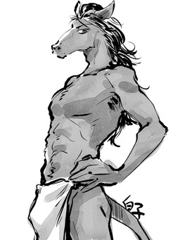 anthro asian_clothing athletic athletic_anthro athletic_male black_hair bulge clothed clothing east_asian_clothing fundoshi fundoshi_only hair hands_on_hips japanese_clothing kemono looking_at_viewer male side_view simple_background solo tail topless underwear underwear_only shirako beastars yahya_(beastars) equid equine horse mammal 3:4 greyscale hi_res monochrome shaded signature