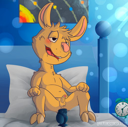 anal anal_penetration anthro balls bed clock dildo dildo_in_ass dildo_insertion dildo_sitting erection foreskin fur furniture genitals humanoid_genitalia humanoid_penis male object_in_ass partially_retracted_foreskin penetration penis sex_toy sex_toy_in_ass sex_toy_insertion solo yellow_body yellow_fur young young_anthro krimsomskaizo camelid llama mammal absurd_res hi_res