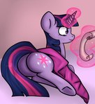 bedding blanket butt cutie_mark female feral horn scroll smile solo tail ranillopa friendship_is_magic hasbro my_little_pony mythology twilight_sparkle_(mlp) equid equine horse mammal mythological_creature mythological_equine pony unicorn absurd_res hi_res