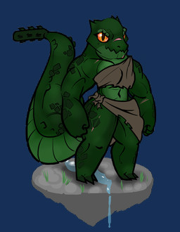 3_toes anthro armored_body bandeau big_forearms big_tail bottomwear breasts clothed_alt clothing countershading creek facial_scar feet female forearms grass green_body green_scales loincloth looking_at_viewer muscular muscular_anthro muscular_female navel non-mammal_breasts non-mammal_navel orange_eyes plant platform pupils reptilian_eyes rock scales scar simple_background slit_pupils smile smiling_at_viewer smirk smirking_at_viewer solo spiked_tail spikes spikes_(anatomy) stone_floor tail thagomizer toes topwear transparent_background tribal tribal_clothing ventral_scales wide_hips gnull skapp kobold scalie swolebold 2019 alpha_channel hi_res herm_(lore)