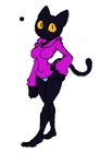 anthro black_body breasts clothed clothing female jacket partially_clothed solo tail thong topwear underwear 69blackcat69 olive_(69blackcat69) domestic_cat felid feline felis mammal hi_res