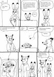 anthro baby bernielover bibi_wilde canid canine clothing comic disney english_text felid female fox group happy hi_res hybrid judy_hopps lagomorph leporid long_ears male mammal monochrome nick_wilde playing rabbit red_fox simple_background speech_bubble text toy true_fox white_background young zootopia