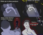 aroused bed bedroom_eyes bite biting_lip disembodied_eyes disgusted_face duo floating_eyes furniture male male/male narrowed_eyes red_aura seductive tentacles text sidewaysmirror demon human humanoid mammal comic english_text hi_res