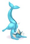 2021 absurd_res ambiguous_gender digital_media_(artwork) ear_frill eeveelution feral frill_(anatomy) generation_1_pokemon hi_res long_tail metalisk nintendo orange_body pokemon pokemon_(species) simple_background solo tail thick_tail thick_thighs vaporeon