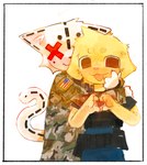 american_flag anthro armor army_uniform belt body_armor border brown_eyes camo camo_clothing camo_print chibi circle_eyebrows clothed clothing coast_guard coast_guard_uniform duo eyebrows floppy_ears fully_clothed fur gesture gun_belt heart_gesture hug hugging_another hugging_from_behind male male/male military military_uniform open_mouth open_smile pattern_clothing pink_nose plushie romantic romantic_couple simple_background smile soldier standing tail uniform united_states_of_america utility_belt warrior white_background white_body white_border white_fur x_eyes yellow_body yellow_fur dogmasque9999 button_(us_cannonfodder) frontier_(dogmasque9999) animate_inanimate bird_dog canid canine canis domestic_cat domestic_dog felid feline felis hunting_dog labrador living_plushie mammal retriever 2024 absurd_res digital_drawing_(artwork) digital_media_(artwork) hi_res shaded