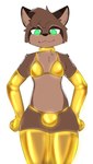 anthro armwear bikini bulge clothing collar gold_(metal) gold_bikini gold_clothing gold_collar gold_latex latex latex_clothing legwear looking_at_viewer looking_down male metal_collar solo swimwear two-piece_swimsuit davyboi coony_(davyboi) canid canine mammal procyonid raccoon raccoon_dog hi_res sketch