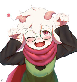 4_fingers anthro blush eyewear femboy fingers fur glasses horn looking_at_viewer male pink_eyes pink_horn simple_background solo white_background white_body white_fur young nefuto56drow deltarune undertale_(series) ralsei boss_monster_(undertale) 2022 hi_res