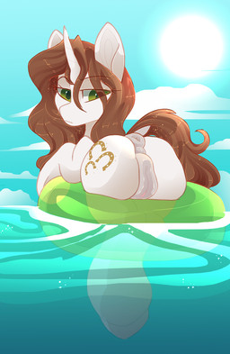 animal_genitalia animal_vulva annoyed anus big_butt brown_hair butt clitoris cloud cutie_mark dock_(anatomy) equine_genitalia equine_vulva eyebrows eyelashes female feral floating genitals green_eyes hair hooves horn inflatable inner_tube long_hair looking_back outside puffy_anus rear_view sea sky solo stuck sun tail vulva water wet conditional_dnp hiccyart hasbro my_little_pony mythology dust_trail_(oc) fan_character equid equine mammal mythological_creature mythological_equine unicorn 2018 digital_media_(artwork) hi_res shaded