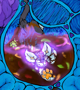 blue_insides blue_internal bodily_fluids bolus digested_food duo_focus esophagaus esophageal_sphincter esophagus eyewear female female_feral feral food glasses group guts heart_symbol internal intestines male male/female organs scarf solo_focus stomach stomach_acid vore yonnixart nintendo pokemon centignoll_(demon1forestrp) fan_character spooky_the_luxio generation_4_pokemon luxio pokemon_(species) absurd_res hi_res male_(lore)