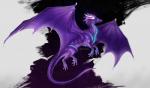 abstract_background blue_eyes claws feral frill_(anatomy) frill_spines head_crest head_frill horn membrane_(anatomy) membranous_frill membranous_wings purple_body purple_scales scales side_view solo spines spread_wings tail wings isvoc european_mythology mythology dragon mythological_creature mythological_scalie scalie western_dragon 2020 digital_media_(artwork) hi_res